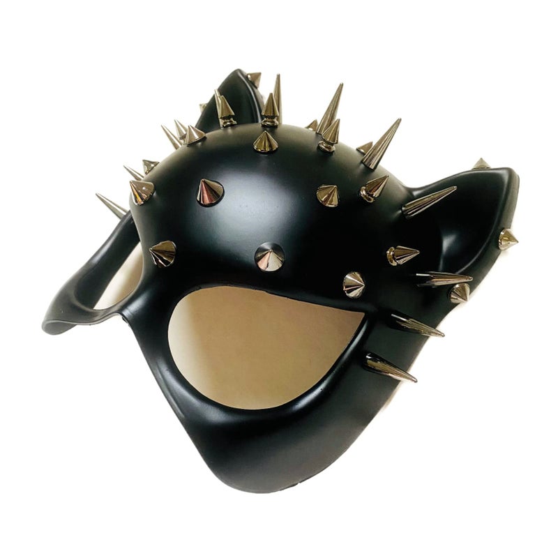 MasqStudio Red Black Cat Woman Dress up Cosplay Party Masquerade Mask Spiky Halloween (Black) - Image 3